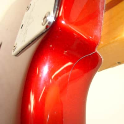 2005 Fender American Deluxe Strat V Neck Electric Guitar, Maple Fingerboard, Candy Apple Red w/ Case image 10