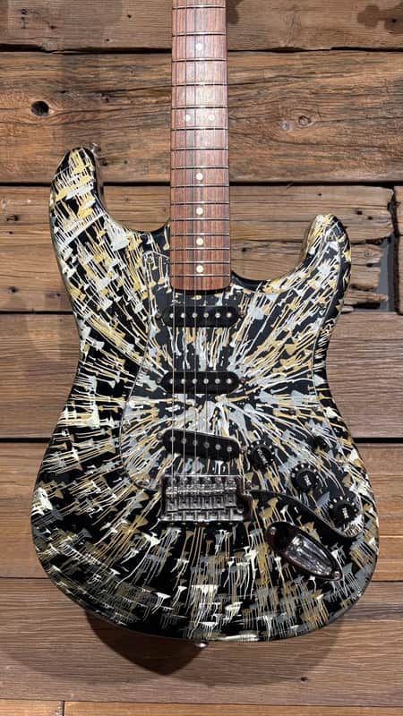 Fender FSR "Splattercaster" Standard Splatter Stratocaster with Rosewood Fretboard 2003 - 2004 - Olympic White, Aztec Gold, and Inca Silver Drop over Black image 1