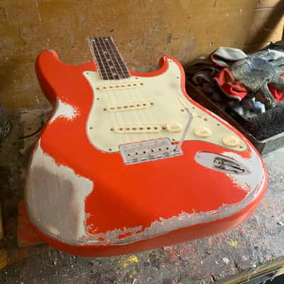 Stratocaster Body, Nitro paint, Fiesta red relic, 100% handcrafted in Italy image 1