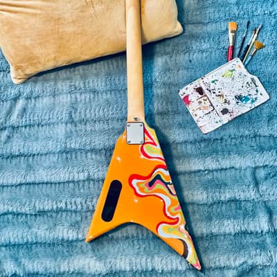 Custom Painted Flying V Electric Guitar image 2