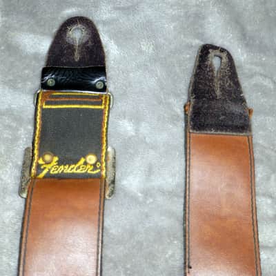 Vintage 1970s Fender Monogramed  Fender Logo Guitar Strap Leather Ends Double Rivets Metal Buckle and Ring The Real Deal Very Cool image 10