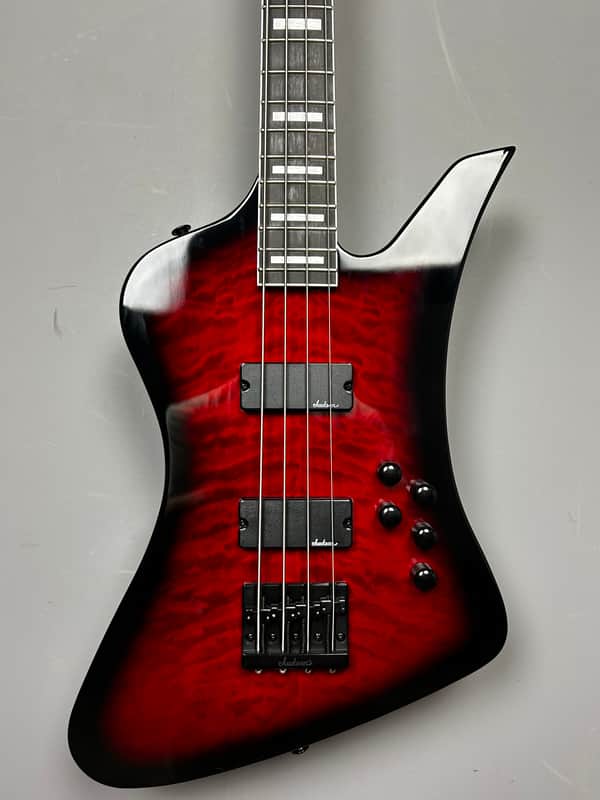 Jackson JS Series Kelly Bird Bass JS3Q 2025 - Transparent Red Burst image 1