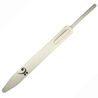 3.5" White with Black Bass Clef Leather Guitar Strap (Wide Model) image 3