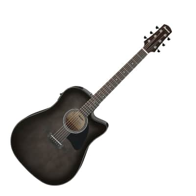 Ibanez AAD77CE Advanced Acoustic Series Acoustic Guitar, Transparent Black Sunburst High Gloss image 1