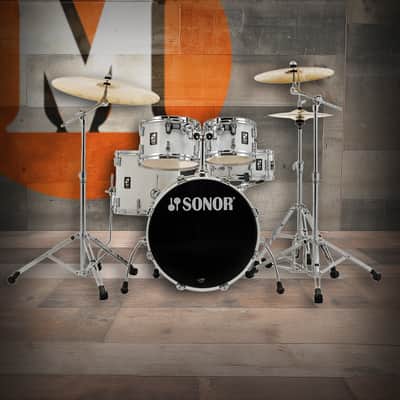 Sonor AQ1 Studio 5 Piece Shell Pack - Piano White w/ 2000 Series Hardware Pack (AQ1-STUDIOWMCPW) image 1