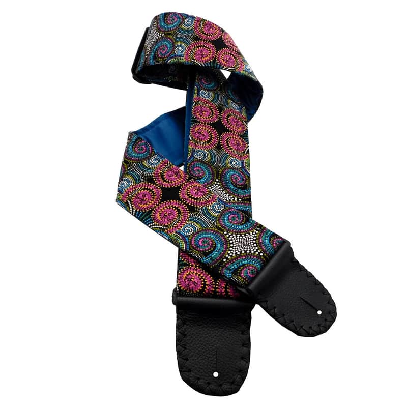Pinwheel Fireworks Guitar Strap Artisan Handmade Fuchsia, Pink, Turquoise, Blue, Green, Purple image 1