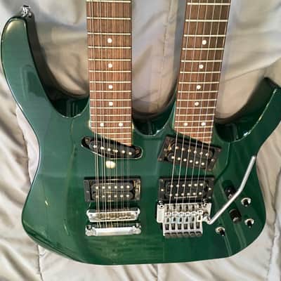 1994 Hamer USA Californian Double Neck 6/12 guitar Trans. Green w/ OHSC image 6