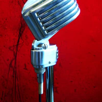 Vintage RARE 1940's Turner 34X modified dynamic microphone Satin Chrome with cable & Atlas DS-5 stand 77A 101C image 12