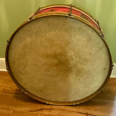 Slingerland 8 x 26" Radio King Marching Bass Drum Vintage 30's 40's Red w American Eagle image 3