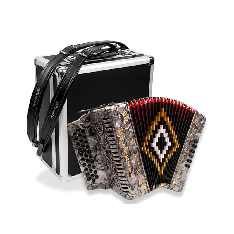 Rossetti 3112-GCF-GY 31 Treble Button Diatonic Accordion 12 Bass GCF Grey Hard image 1