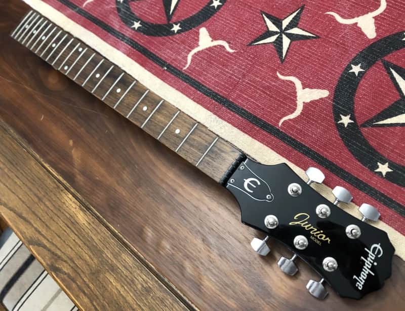 2004 Epiphone Les Paul Junior Electric Guitar Black Actual Loaded Neck image 1