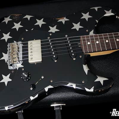 Friedman USA Custom Shop Vintage S in Silver Metallic Stars over Black image 7