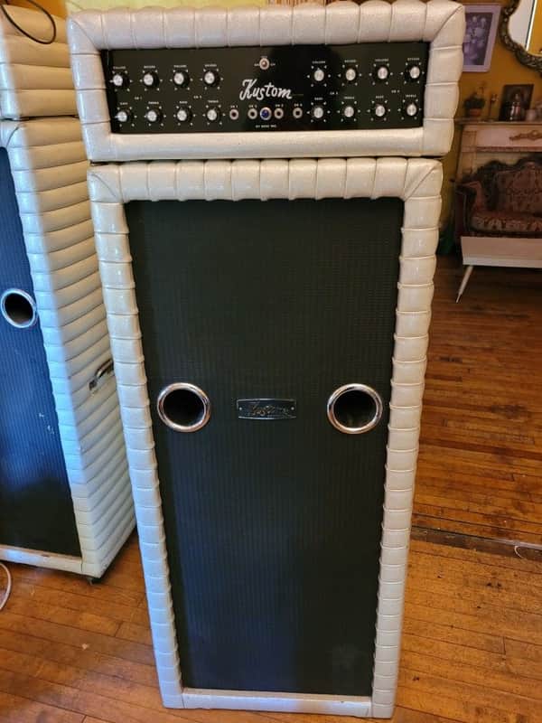 Kustom 200 A-5 200A-5 Amplifier 70's champagne gold Amp Head w/3x15 Speaker Cabinet image 1