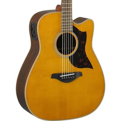 Yamaha Folk Cutaway Acoustic Electic Guitar - Rosewood - Vintage Natural image 1