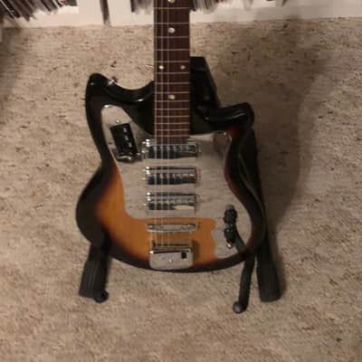 Teisco Melody Plus 3 Pickup Sunburst Solid Body Guitar - Vintage 60's W/Hard Case image 1