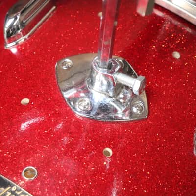Tempro 4pc Drum Set Red Sparkle Vintage 1970's image 6
