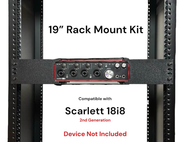 Rack 2U Mount Kit for Focusrite Scarlett 18i8 2nd Gen 2025 - Black