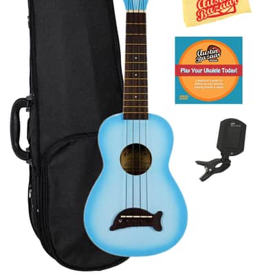 Kala MK-SD-LBBURST Makala Dolphin Soprano Ukulele - Light Blue Burst w/ Hard Case image 1
