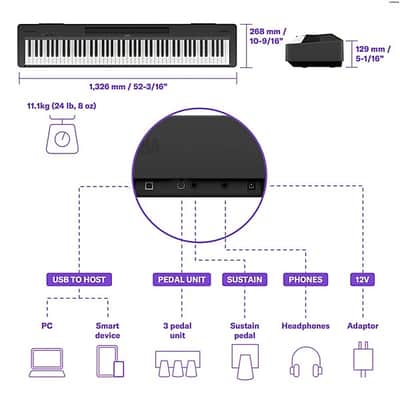 Yamaha P-145BT 88-key Digital Piano with Bluetooth - Black image 2