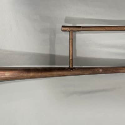Pan American Small bore jazz trombone Likely 1917 - Silver plate brass, gold washed bell image 5