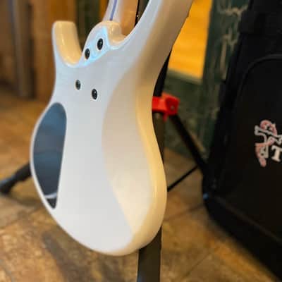 Tobias Growler IV Electric Bass Guitar in Pearl White w/ Tobias Logo Gig Bag image 16