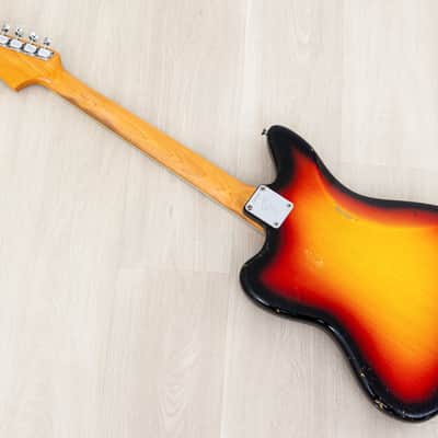 1966 Fender Jaguar Vintage Offset Guitar Sunburst w/ Big Neck, Case image 12