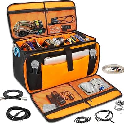 Cable Bag Organizer & DJ Bag with Detachable Padded Bottom and Adjustable Dividers, Travel Gig Bag for Professional Musicians for Cords, Microphones, DJ Equipment, Music Gear, Travel image 1