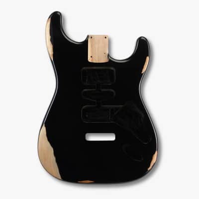 Finished Alder Strat-Style Guitar Body - Relic Black image 2