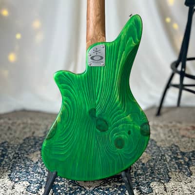 CLEARANCE: Offbeat Guitars Jacqueline TB2-34 Long Scale Bass, Get Lucky Green on Pine, Custom Fralin Pickups, Leo Quan Badass Hardware image 3