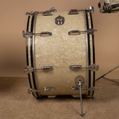 Vintage Rogers White Marine Pearl Drum Set 14x24 9x13 16x16 and 16x18 image 9