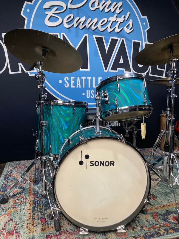 Sonor "Chicago" 3-Piece Drum Set 1965 - MF Marine Turquoise Satin image 1