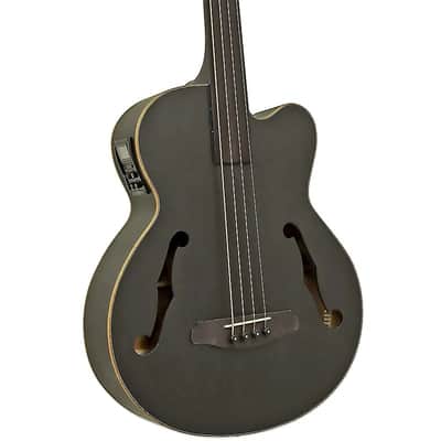 ARIA E. ACOUSTIC BASS 814MM GTR SCALE FRETLESS W/BAG Stained Black FEBF2M-FL-STBK image 3