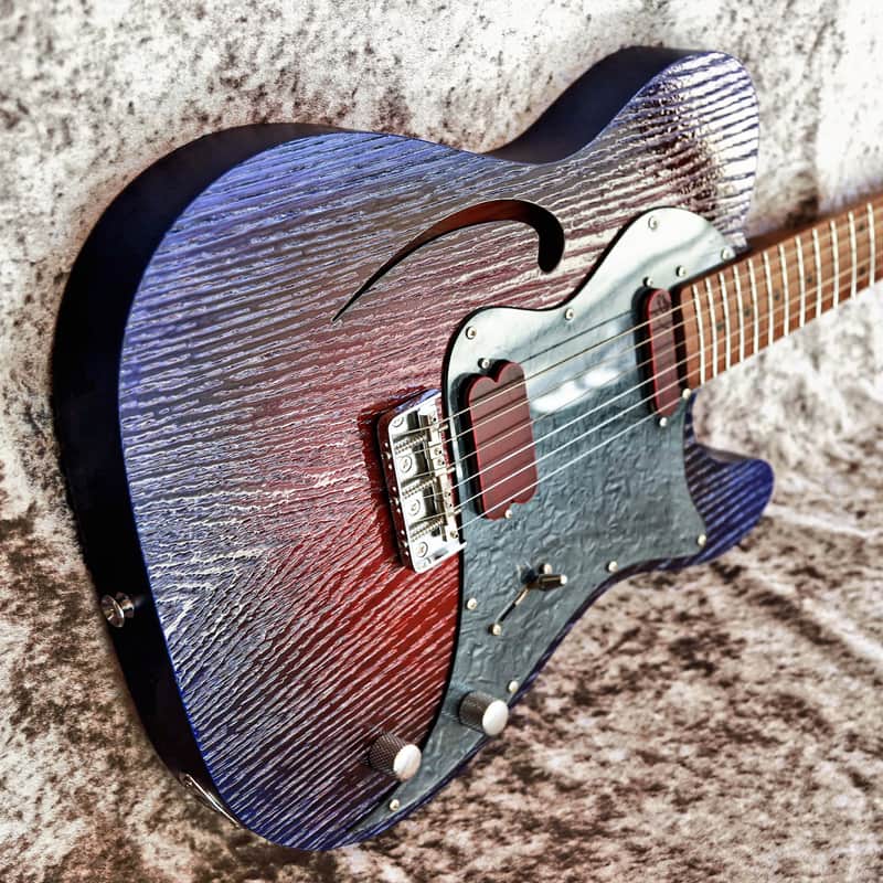 Build to Order GB Liuteria Traditional Tele Semi Hollow  red and blue image 1
