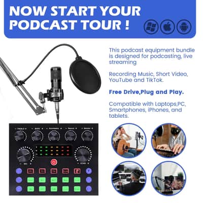 All-in-One Streaming & Recording Kit — BM800 Condenser Microphone + V8S Sound Card Bundle image 3