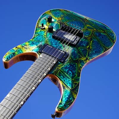 ESP USA Horizon-II Psychedelic Flame 6-String Electric Guitar w/ Black Tolex FF Case image 17