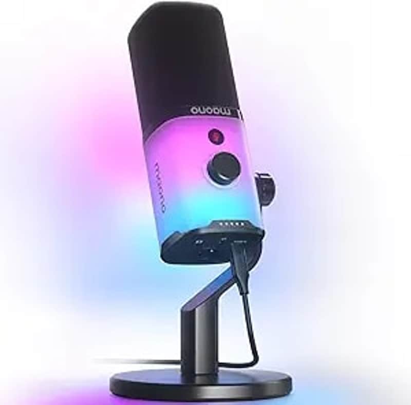 XLR/USB Gaming Microphone with Software, Dynamic PC Microphone with RGB for Streaming Podcast Vocal Recording, Computer Mic with Noise Cancellation, Mute Button, Gain Knob, Desktop Stand PD100X image 1