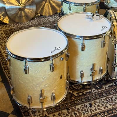 VINTAGE 1950's WFL Drum Set in White Marine Pearl - 14x24, 9x13, 16x16, 16x16, 6.5x14 image 15