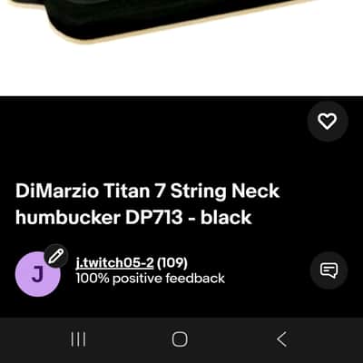 DiMarzio DP713BK Titan 7 String Neck Humbucker 2010s - Black image 3