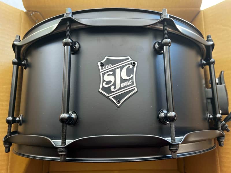 SJC 6.5" x 14" Alpha Steel Snare Drum - Flat Black image 1