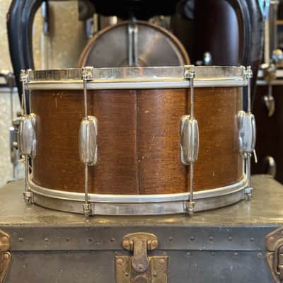 VINTAGE 1960's Slingerland 7x14 Radio King Student Model Snare Drum in Natural Mahogany image 3