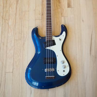 1966 Mosrite Ventures Model Bass Vintage Mark I Ink Blue 100% Original w/ohsc image 2