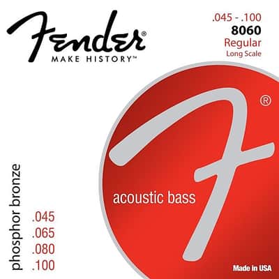 Fender 8060 Acoustic Bass Strings, Phosphor Bronze, Long Scale, .45-.100 Gauges, (4) 2016