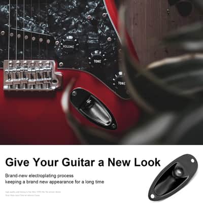 Guitar Input Jack Socket Plate Output Loaded Boat Style 1/4 Inch with Screws for Fender Stratocaster Strat St Mono Electric Guitar for Electric Guitar Replacement Parts (black) image 3