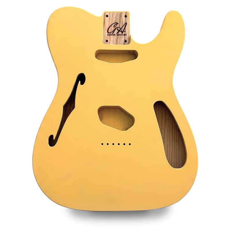 Telecaster Thinline Compatible Guitar Body – Butter Cream Nitro Satin – Ash Construction image 1