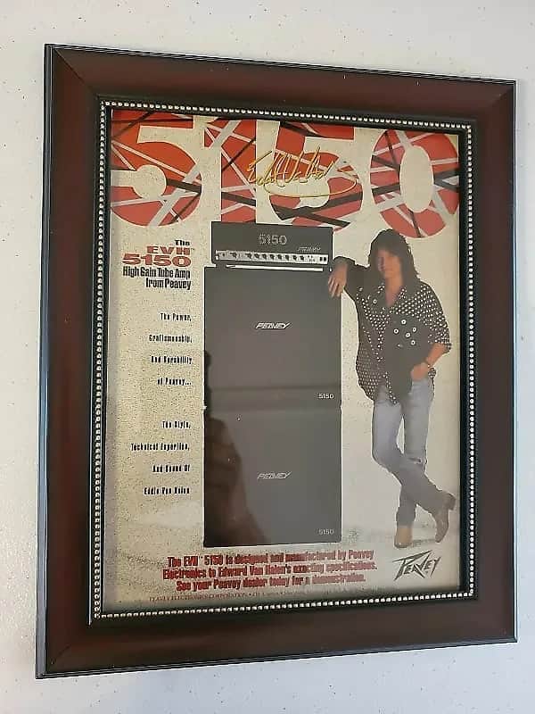 1992 Peavey Amps Promotional Ad Framed Eddie Van Halen 5150 Original image 1