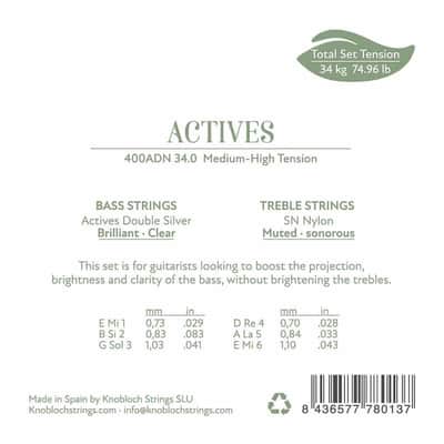 Strings for Classical Guitar Knobloch Actives 400ADN Medium-High Tension Double SN image 2