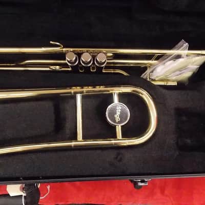 Stagg WS-TB285 Bb Student Valve Trombone with Case  - Brass image 4