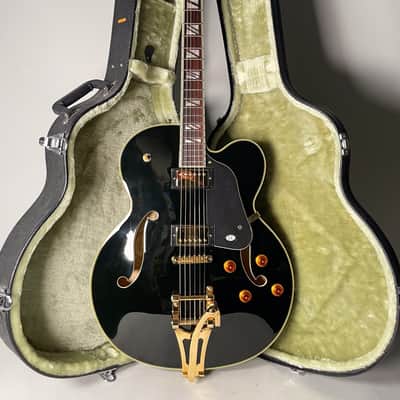 Washburn MIK J-9 VG Black Thinline Hollowbody Guitar w/OHSC image 1