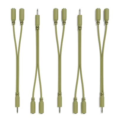 ExcelValley [Army Green] 5-Pack - Mono Splitter Y Patch Cables - TS 3.5mm 1/8" Eurorack Synth Synthesizer image 3