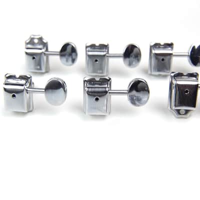 6- in-line Vintage Style Guitar Tuners Tuning keys Head Pegs, Chrome image 4